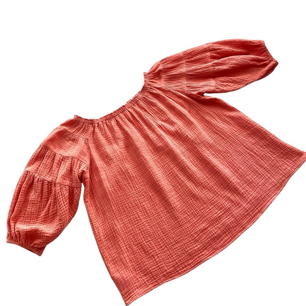 Before You Coral Cotton Top Size Medium Gauze Casual Off-Shoulder Summer Modest - Picture 7 of 12